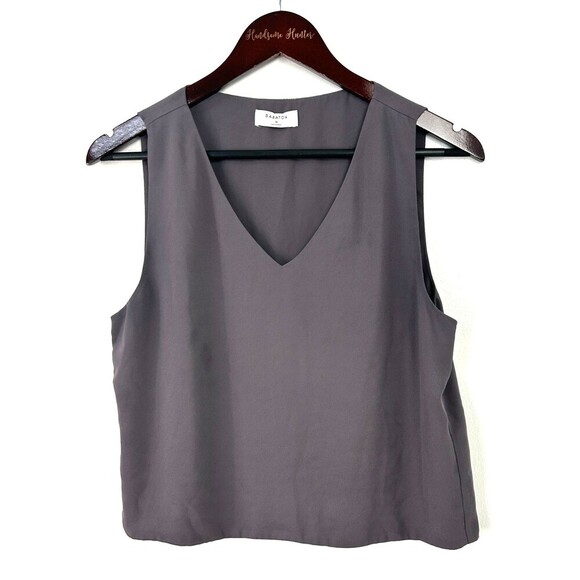 Aritzia Babaton Murphy Blouse Women Sleeveless Tank VNeck Dusty Gray Sz M 1131U1 - Picture 3 of 10